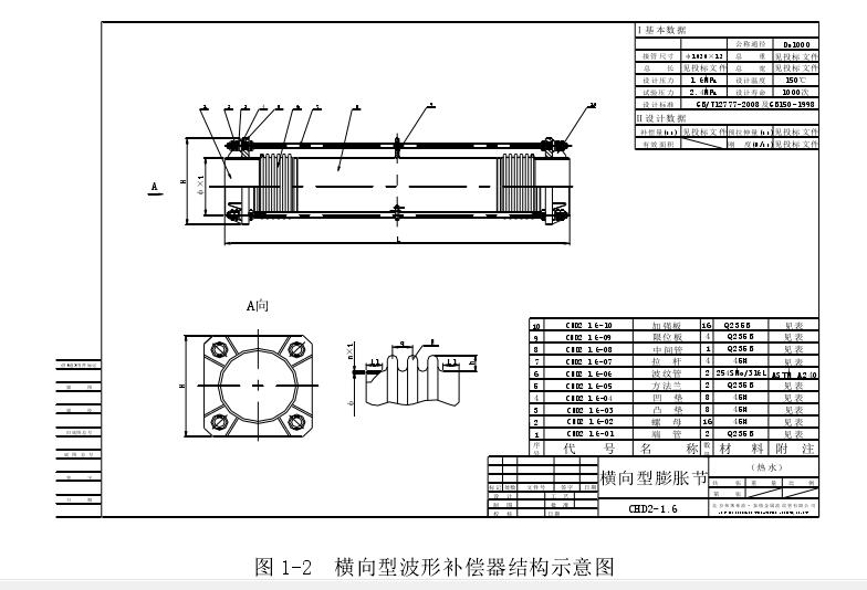 復式拉杠型波形補償器結構示意圖